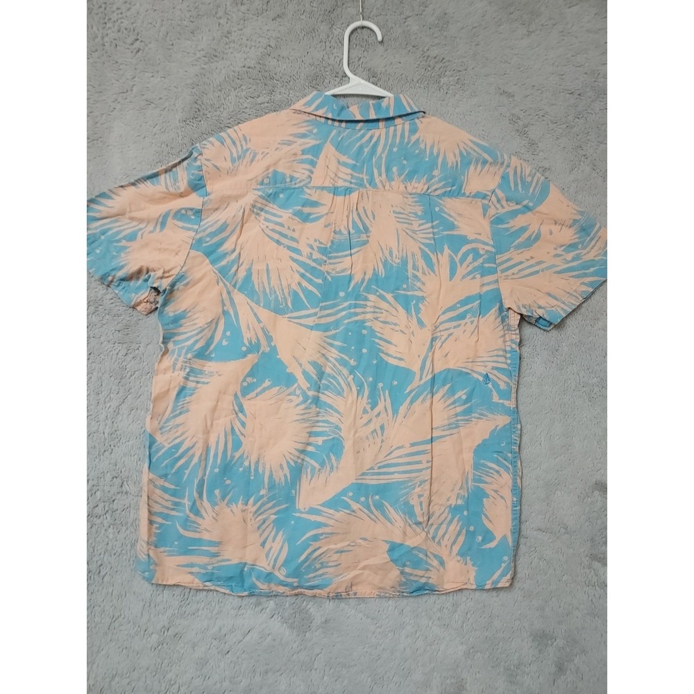 Volcom Shirt Mens Large Modern Fit Palm Print Rayon Blend Hawaiian Surfer Beach - Picture 5 of 9
